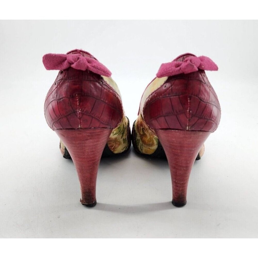 XOXO Women's Y2K Leather Cap Toe Floral Pump Heels Girly Soft Romantic Size 10 - Picture 7 of 13